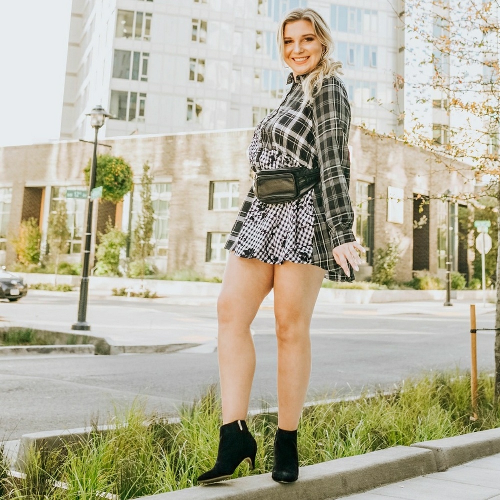 Plaid button up dress
